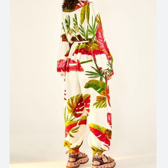 NWT FARM Rio Spring Forest Jumpsuit Monstera Tropical Floral Multicolor Size XS - Picture 4 of 9